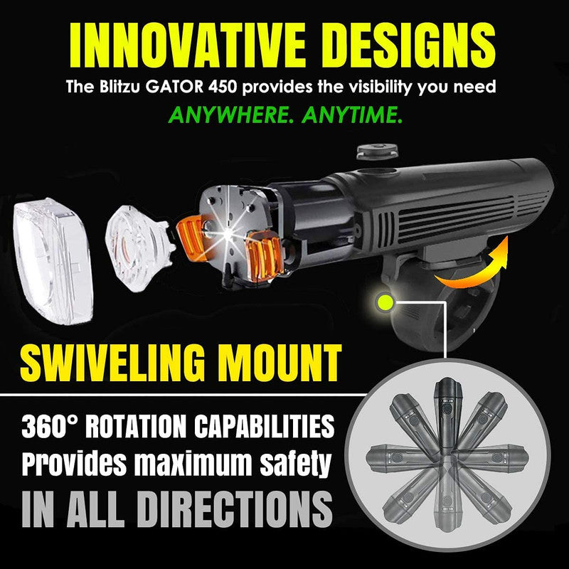 VIKUS Waterproof Rechargeable LED Bike Lights Set (2000mah Lithium