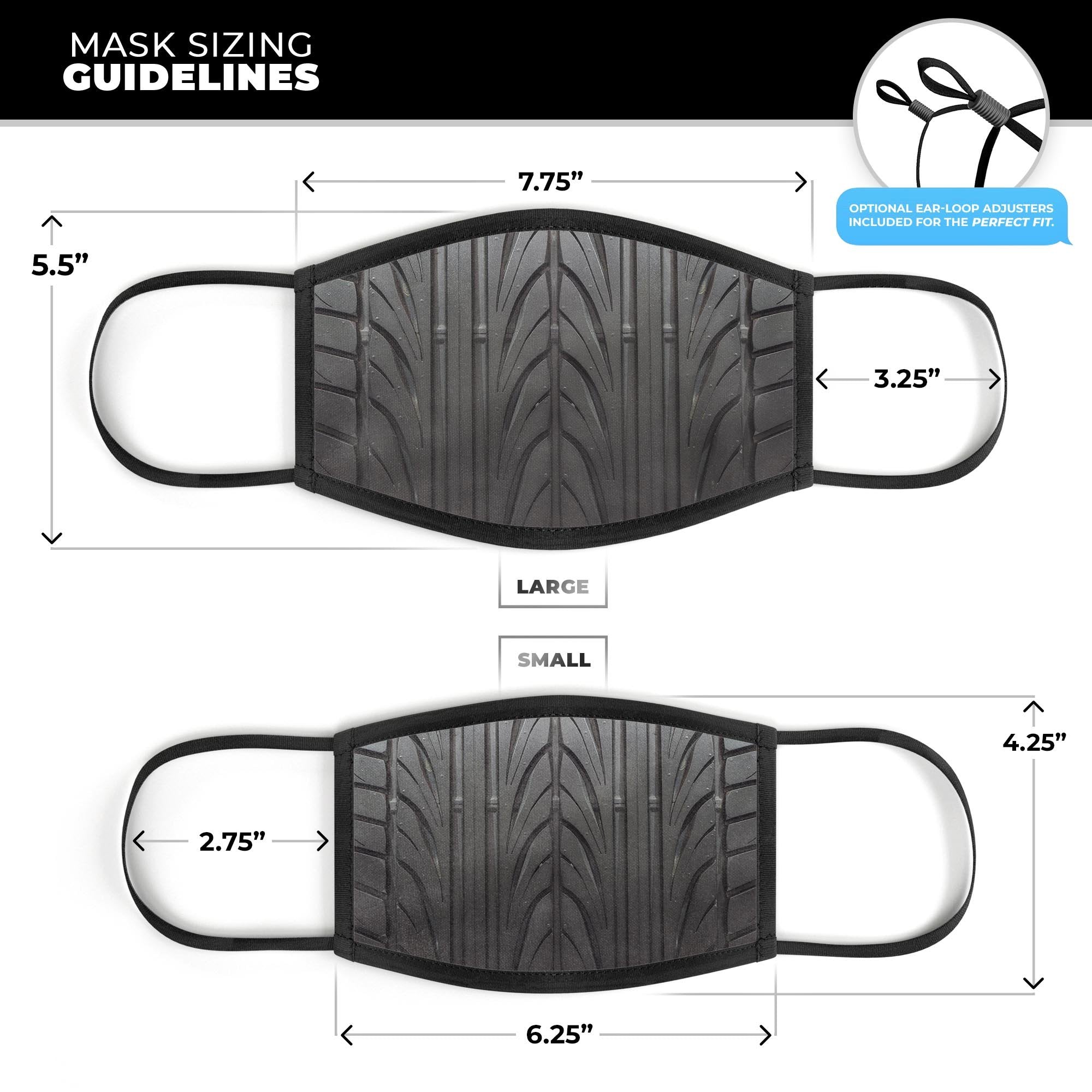 Shiny Black Tire Tread - Made in USA Mouth Cover Unisex Anti-Dust