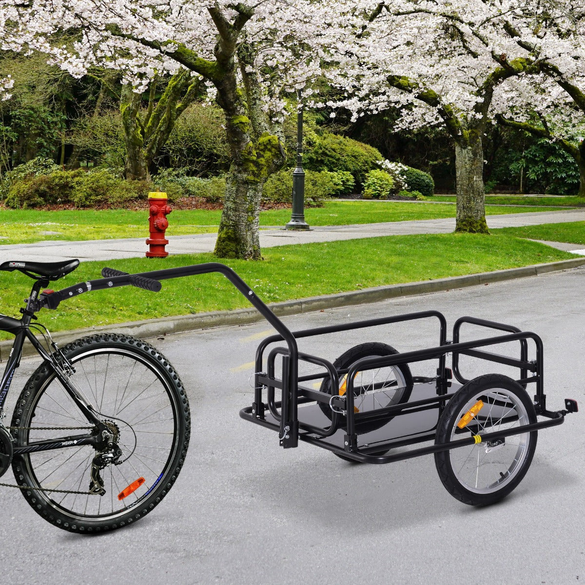 Aosom Folding Bicycle Cargo Trailer Utility Bike Cart Carrier Garden