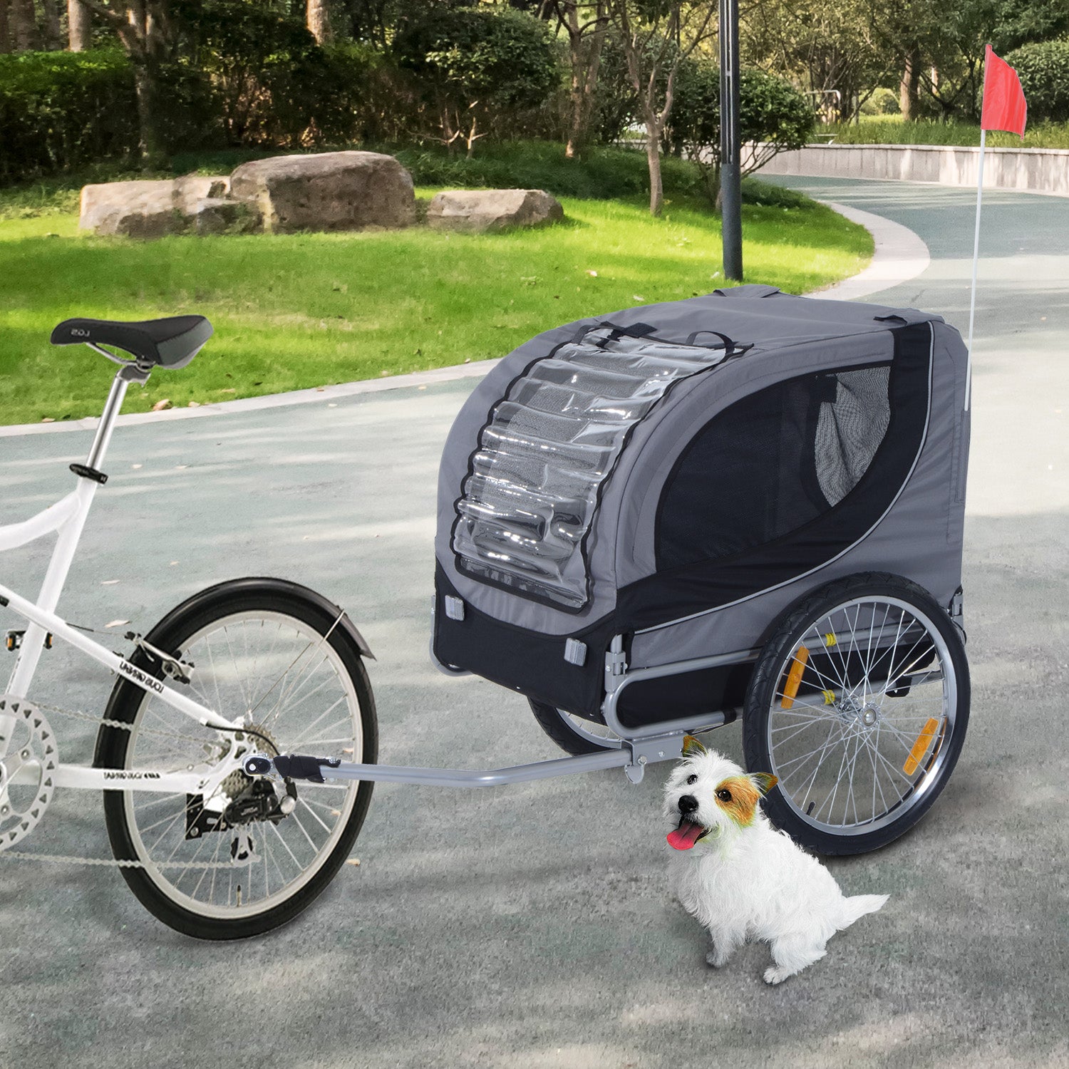 Pet Bike Bicycle Trailer Dog Cat Travel Carrier Foldable Gray